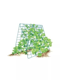 Deluxe Cucumber Trellis -Gardene Supply Sales 8587083 001 BLUE Cukes two sided deluxe cucumber trellis support storm blue 3 4