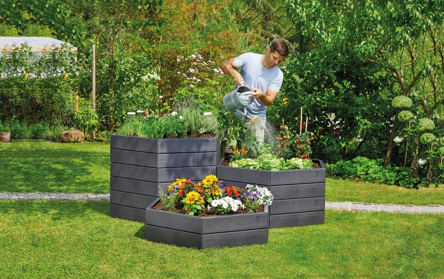 Exaco Hexagonal Raised Garden Bed Planter Exaco Hexagonal Raised Garden Bed Planter -Gardene Supply Sales 8599285 02V exaco hexagonal plastic raised garden bed planter tif