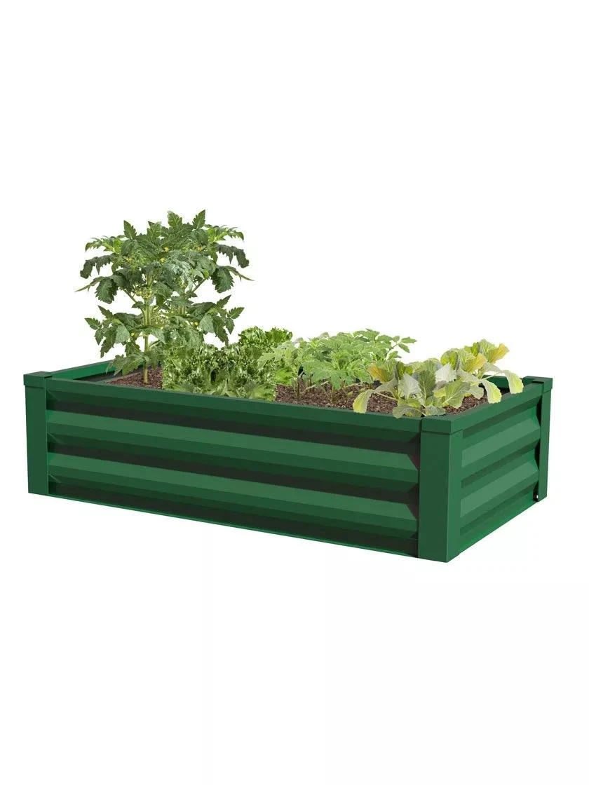 Powder-Coated Metal Raised Garden Bed, 24" x 48" Powder-Coated Metal Raised Garden Bed, 24" X 48" -Gardene Supply Sales 8599393 02V powder coated metal raised garden bed 24x49 forest green