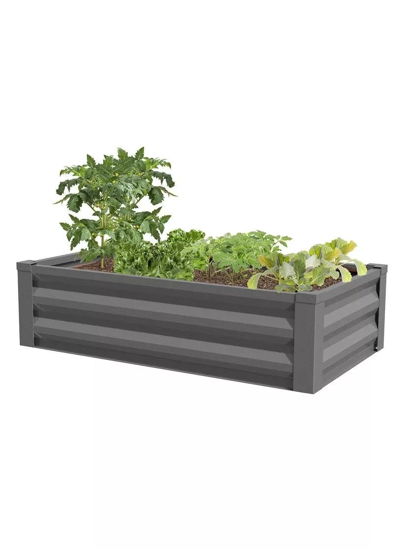 Powder-Coated Metal Raised Garden Bed, 24" x 48" Powder-Coated Metal Raised Garden Bed, 24" X 48" -Gardene Supply Sales 8599393 03 powder coated metal raised garden bed 24x50 gray