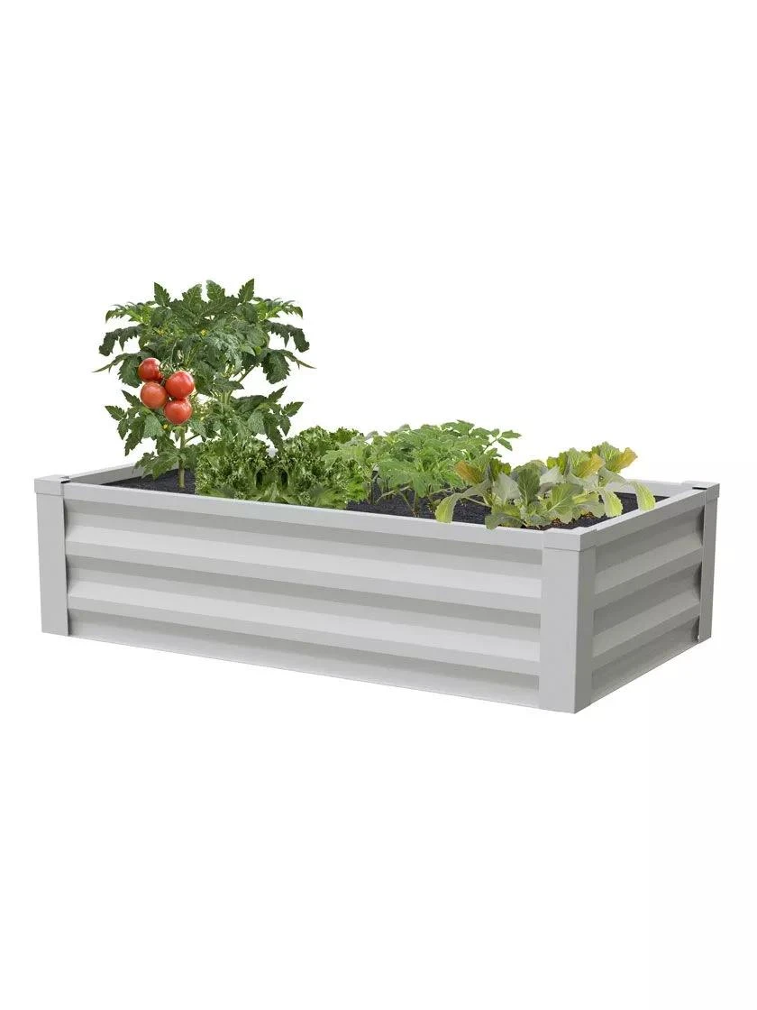 Powder-Coated Metal Raised Garden Bed, 24" x 48" Powder-Coated Metal Raised Garden Bed, 24" X 48" -Gardene Supply Sales 8599393 05V powder coated metal raised garden bed 24x51 white