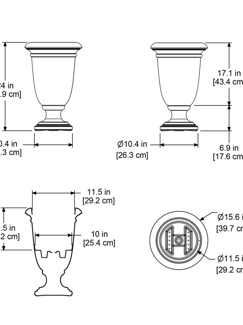 Ellington Self-Watering Urn Planter, 24" Ellington Self-Watering Urn Planter, 24" -Gardene Supply Sales 8600110 11V tif