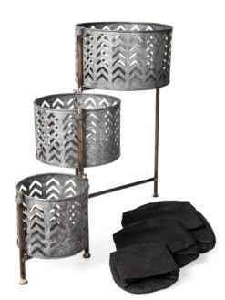 Galvanized Grow Bag Triple Planters With Stand -Gardene Supply Sales 8609180 4817 tif