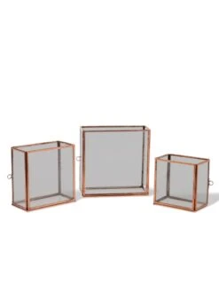Copper And Glass Terrariums, Set Of 3 -Gardene Supply Sales 8609212 0851 tif
