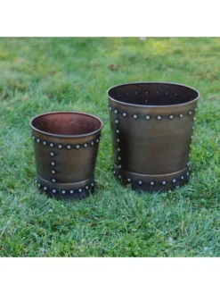 Riveted Planters, Set Of 2 -Gardene Supply Sales 8610032 01v