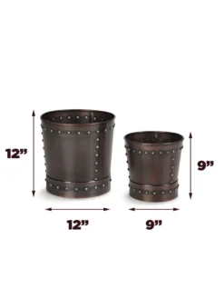 Riveted Planters, Set Of 2 -Gardene Supply Sales 8610032 03v
