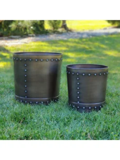 Riveted Planters, Set Of 2 -Gardene Supply Sales 8610081 01v