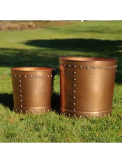 Riveted Planters, Set Of 2 -Gardene Supply Sales 8610081 03v