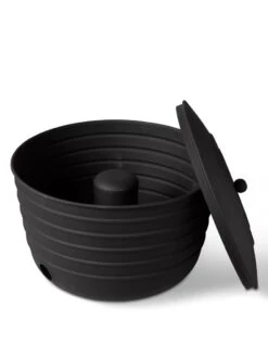 Matte Black Ribbed Hose Pot With Lid -Gardene Supply Sales 8611991 5868 tif