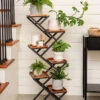 Crisscross Cascading Plant Stand With Copper Trays