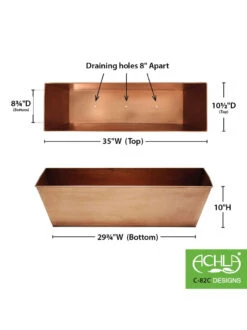 Achla Designs Plain Copper Plated Flower Box, Large -Gardene Supply Sales 8612915 03v
