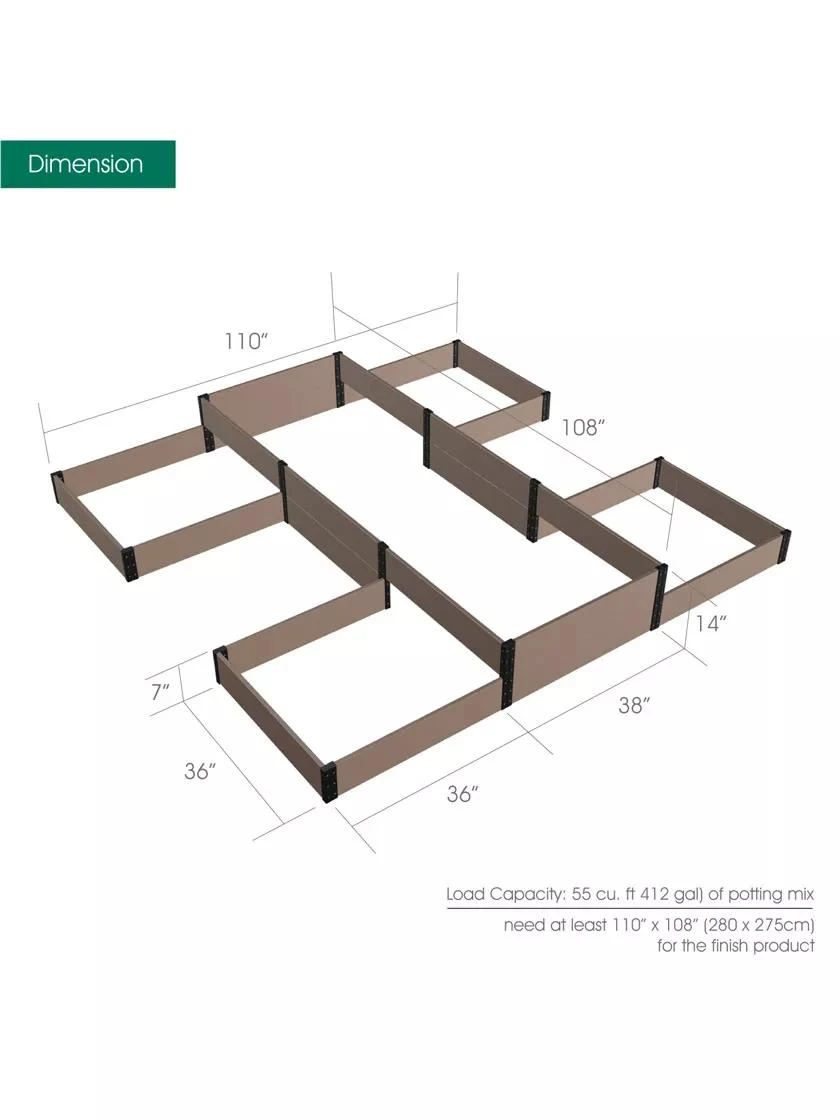 Terraced H-Shape Garden Bed Terraced H-Shape Garden Bed -Gardene Supply Sales 8614260 03V 3 4
